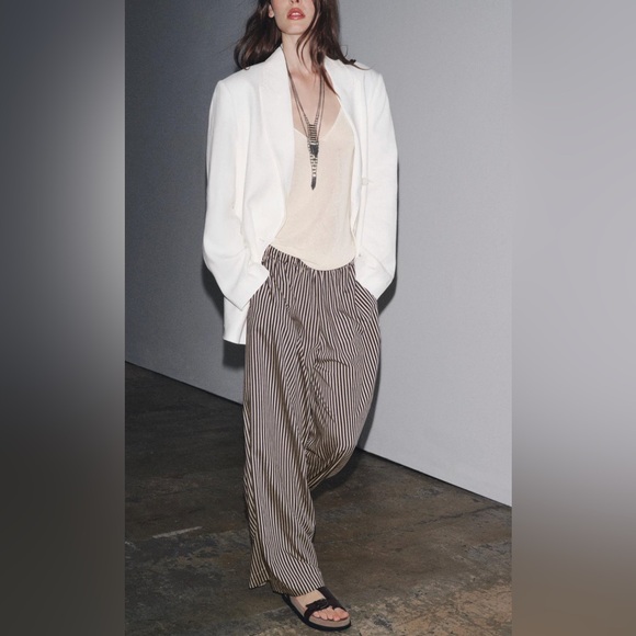 ZW Collection Striped Flowing Trousers - Picture 2 of 5